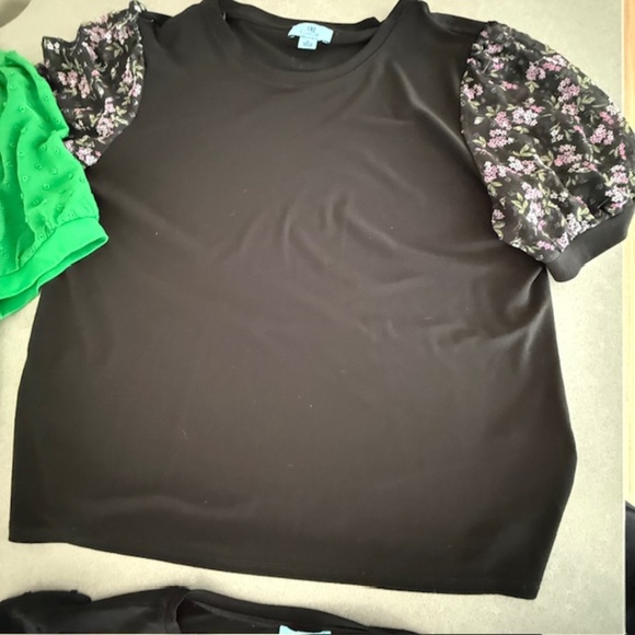 Bundle 4 CeCe Women's Mixed Media Puff Sheer Short Sleeve Knit Tops - Picture 6 of 10